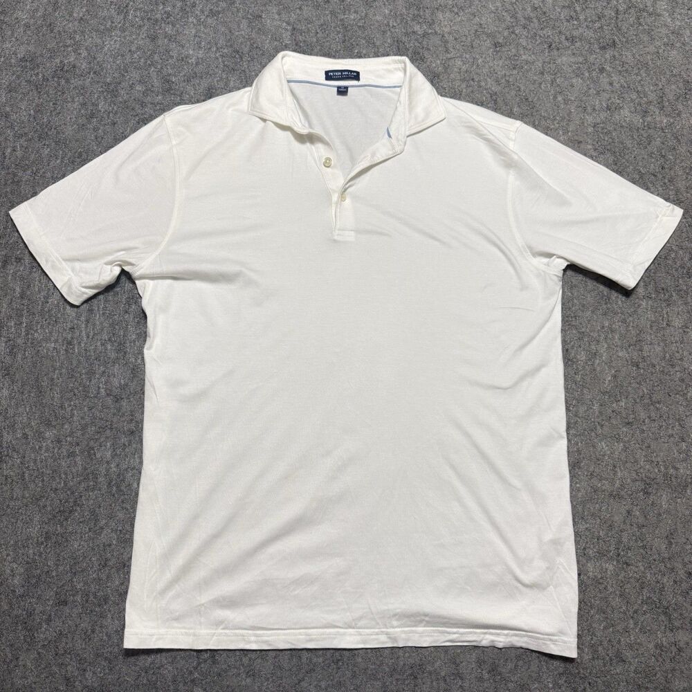 Peter Millar Crown Crafted Polo Shirt Men's Medium White Cotton Modal Stretch M